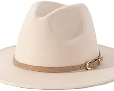 Lisianthus Women Classic Felt Fedora Wide Brim Hat with Belt…