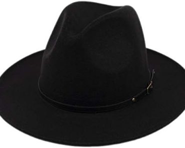 Lanzom Womens Classic Wide Brim Floppy Panama Hat Belt Buckl…