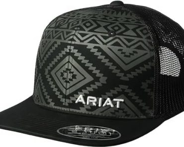 ARIAT Men’s Aztec Black Flat Bill Cap