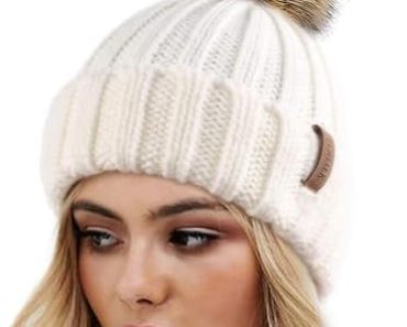 FURTALK Womens Winter Knitted Beanie Hat with Faux Fur Pom W…
