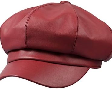 8 Panels Newsboy Caps for Women, PU Leather Cabbie Painter H…