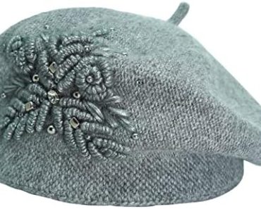 Womens Winter Beret Hat Knitted Handmade 3D Flower Beanie Ca…