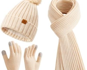 Coolprince Womens Winter Beanie Hat Long Scarf Touchscreen G…