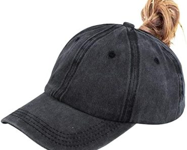 Ponytail Baseball Hat Distressed Retro Washed Womens Twill