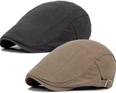 2 Pack Newsboy Hats for Men Flat Cap Cotton Adjustable Breat…