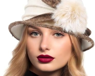Women Vintage Felt Bucket Hat Winter Wool Dress Beret Hat (C…