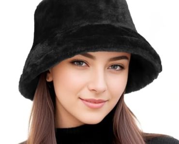 Faux Fur Winter Bucket Hat for Women Men Fluffy Warm Hat Wom…