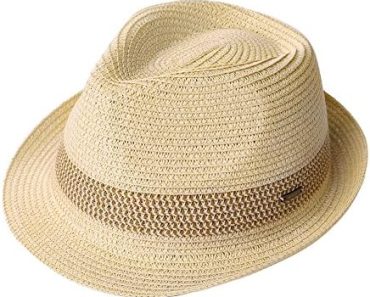 Fancet Packable Straw Fedora Panama Sun Summer Beach Hat Cub…