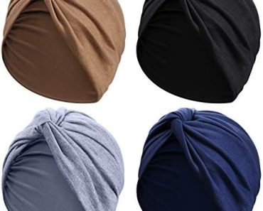 4 Pieces Turbans for Women Soft Pre Tied Knot Fashion Pleate…