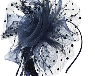 DRESHOW Fascinators Hat Flower Mesh Ribbons Feathers on a He…