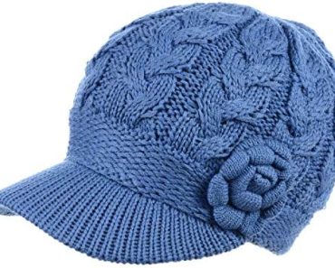 Womens Winter Elegant Cable Flower Knitted Newsboy Cabbie Ca…