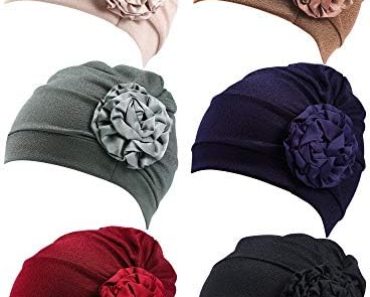 6 Pieces Women Turban Flower Caps Elastic Beanie Headscarf V…