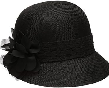 Women’s Gatsby Linen Cloche Hat with Lace Band and Flower