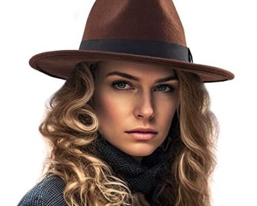 LADYBRO Fedora Hats for Women Wide Brim Hat, Incld 3 Decor B…