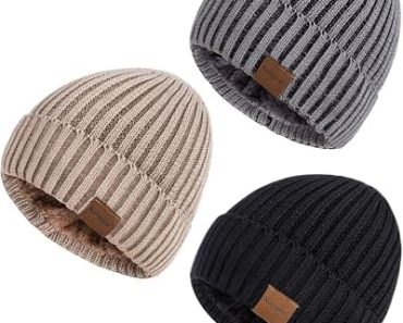 Nertpow Mens Beanie Hats 3 Pack, Winter Hats for Men Women W…