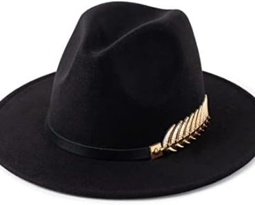 Women’s Wide Brim Fedora Panama Hat with Metal Belt Buckle