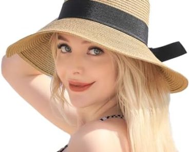 Beach Hats for Women, Wide Brim Sun Straw Hat for Women, UPF…