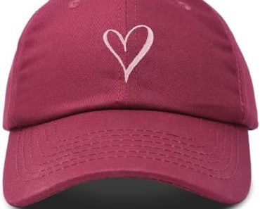 Hand Drawn Heart Hat Womens Embroidered Baseball Cap