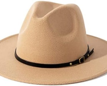 Lisianthus Women Wide Brim Wool Fedora Panama Hat with Belt …