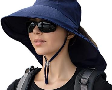 Women Sun Hats UV Protection Wide Brim Foldable Ponytail Hol…