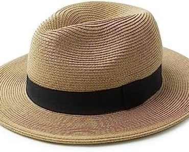 Joywant Womens Straw Fedora Beach Sun Hat, Packable Wide Bri…
