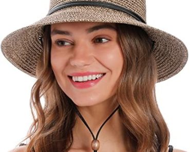 Simplicity Women’s UPF 50+ Wide Brim Braided Straw Sun Hat w…