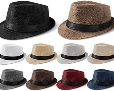 Tarpop 10 Pcs Fedora Hats for Men Women with Brim Unisex New…